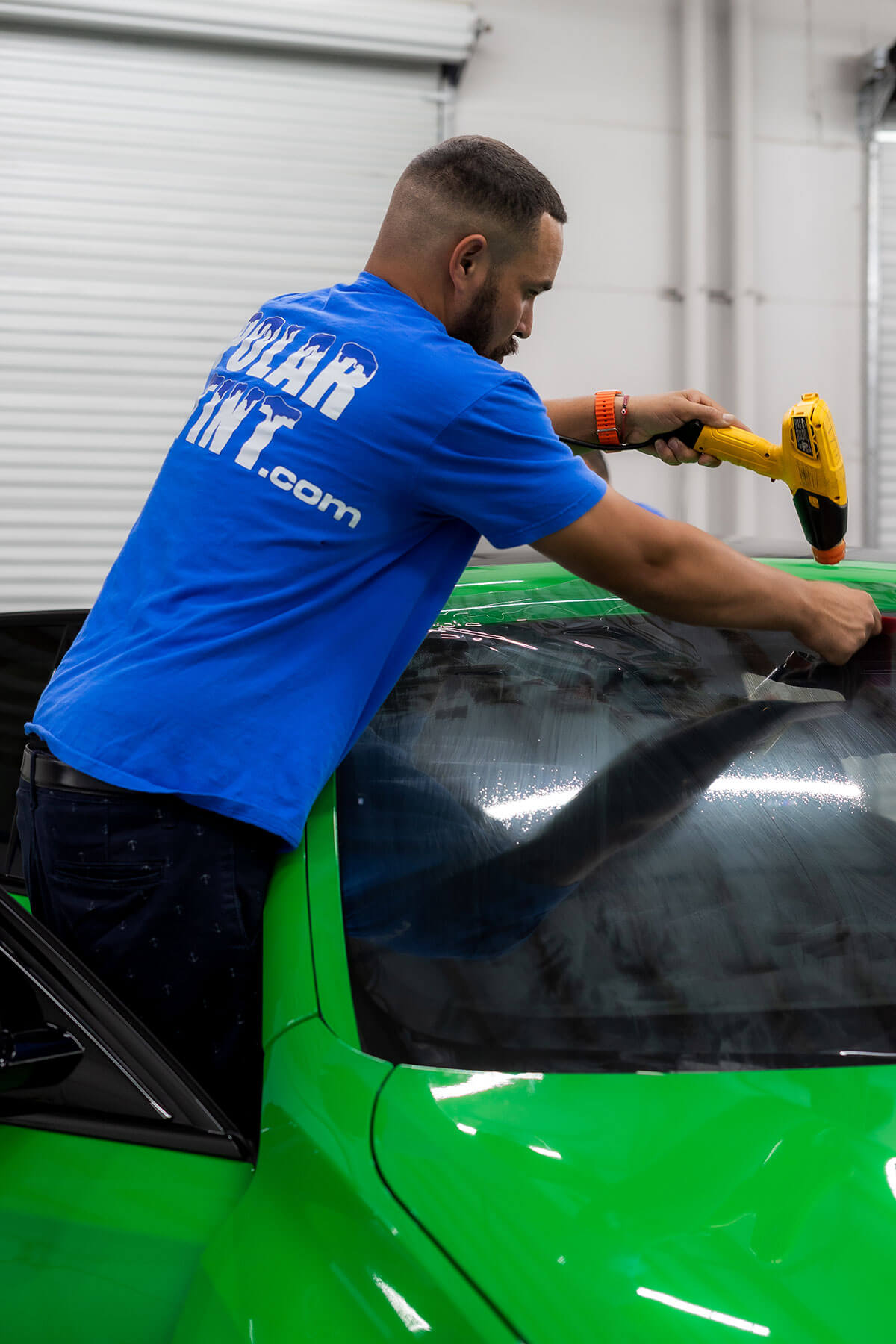 Side-by-side comparison of ceramic versus dyed window tint showing color stability and clarity